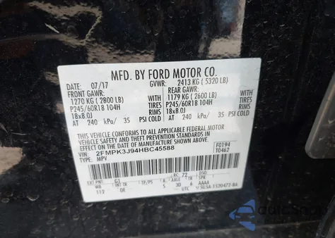 2017 Ford Edge Sel z USA, uszkodzony, nr VIN 2FMPK3J94HBC45588